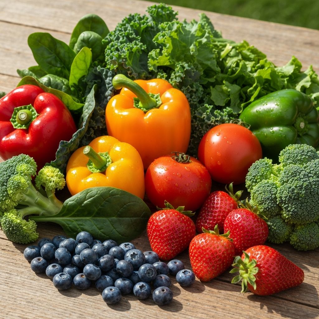Różnorodne warzywa i owoce jako źródło naturalnych składników